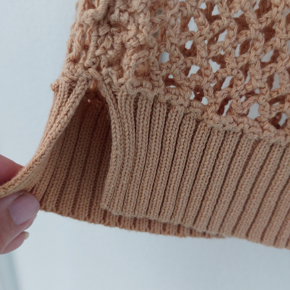 Tommy Bahama Tan Crochet Boho Open Stitch Sweater - image 7